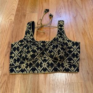 Elegant Black and Gold Women's Crop Top